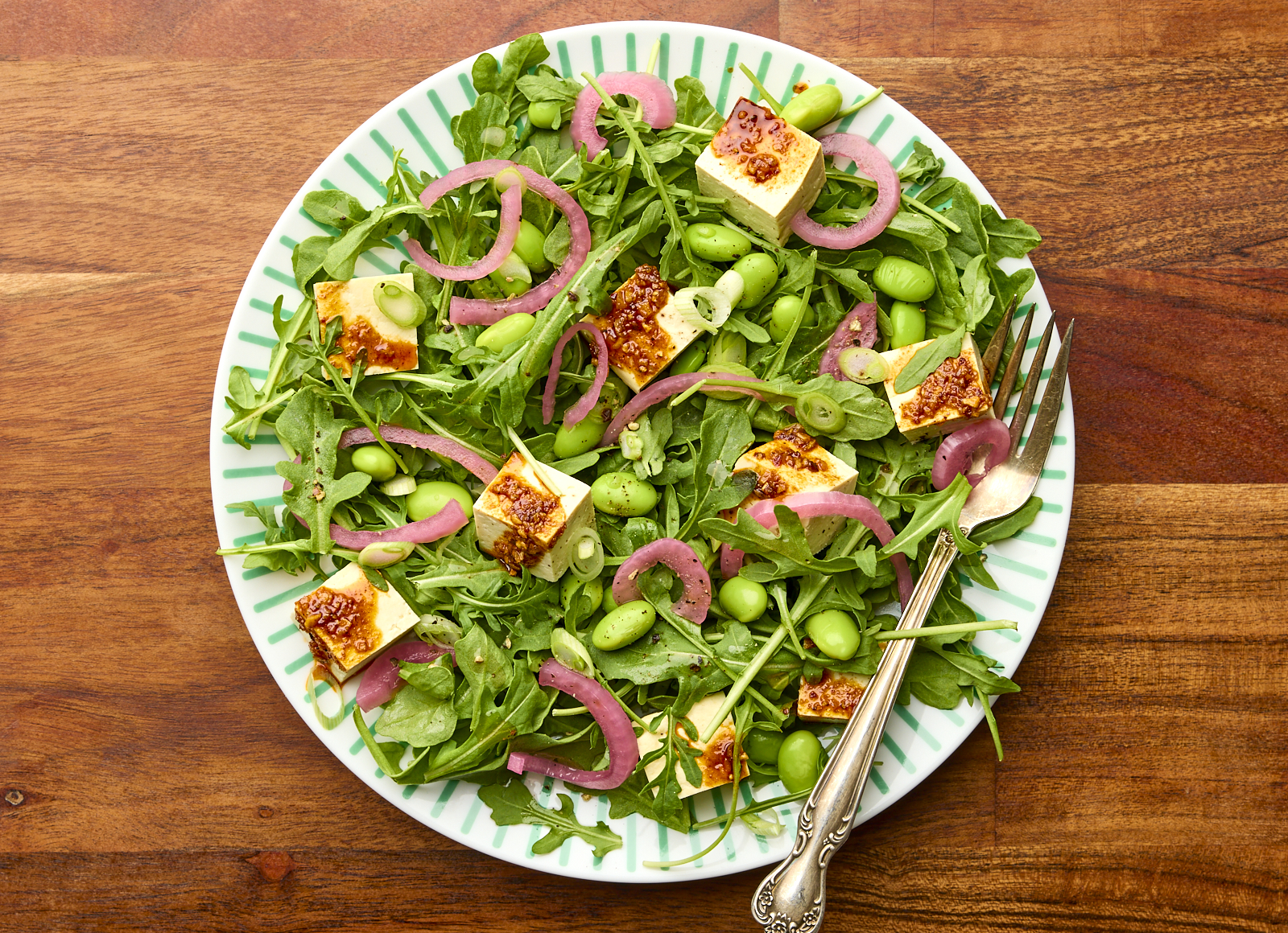 Chili Crisp Tofu + Edamame Salad