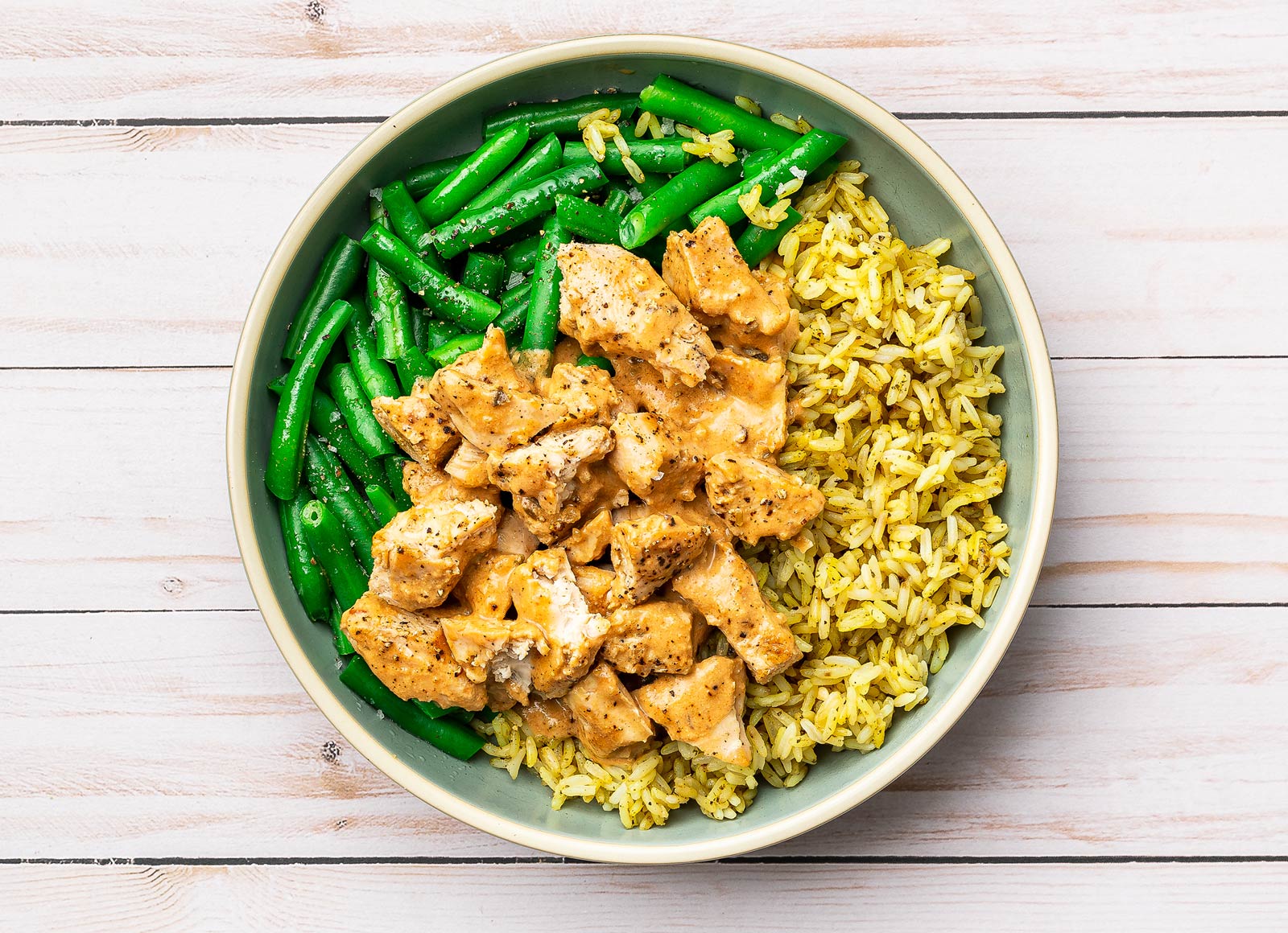 Lemongrass Chicken + Green Beans Rice Bowl