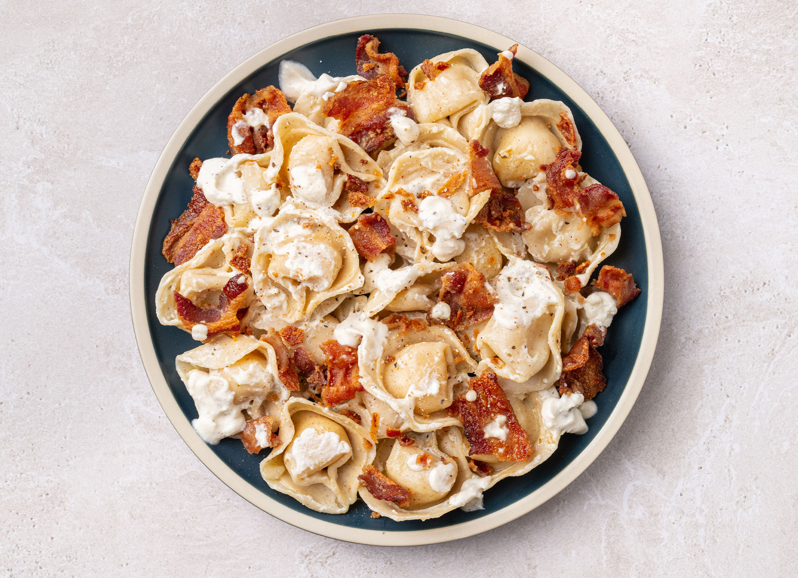 Applewood Smoked Pork Bacon Tortelloni Alfredo