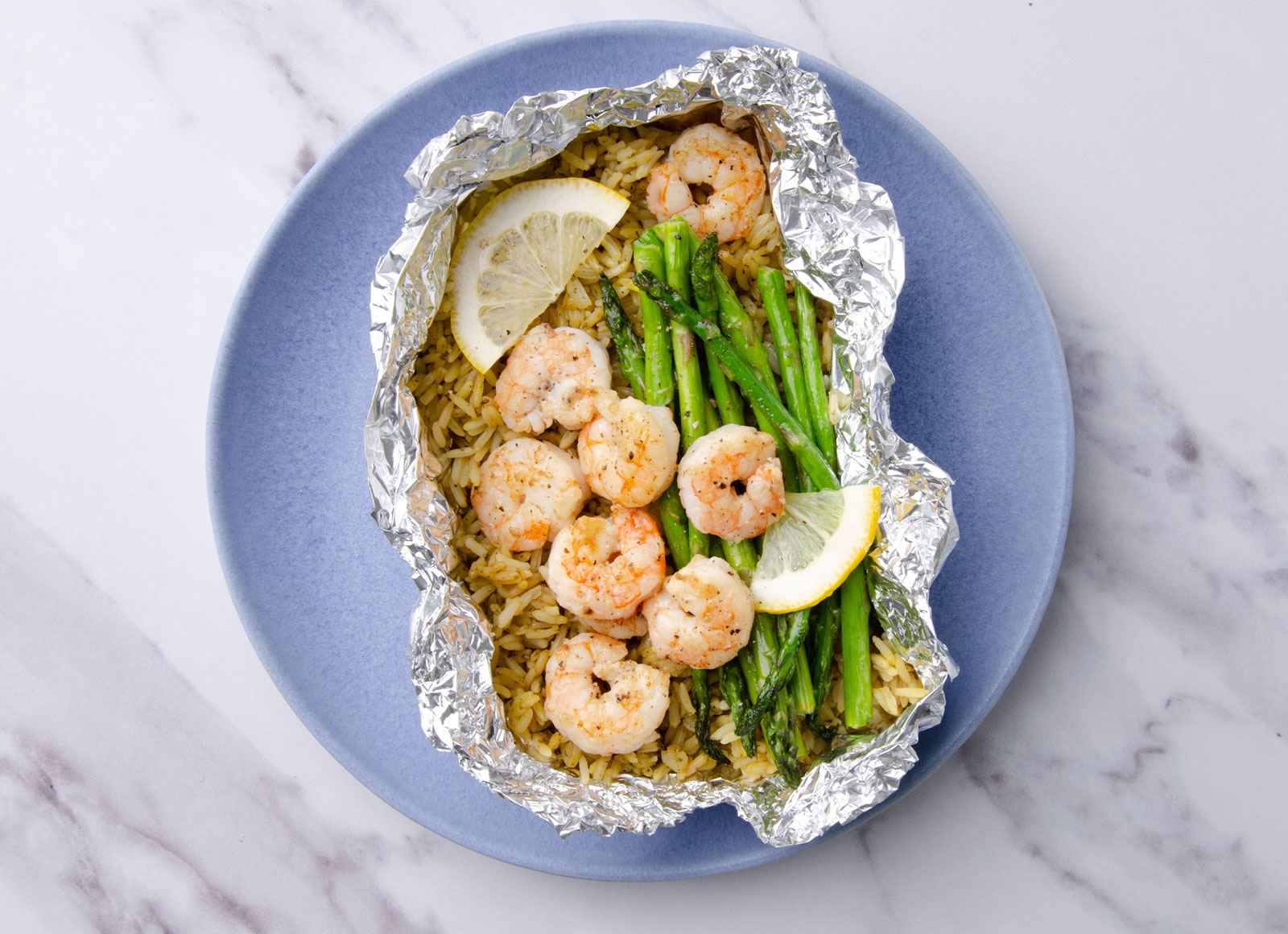 Lemony Shrimp + Asparagus All-in-One