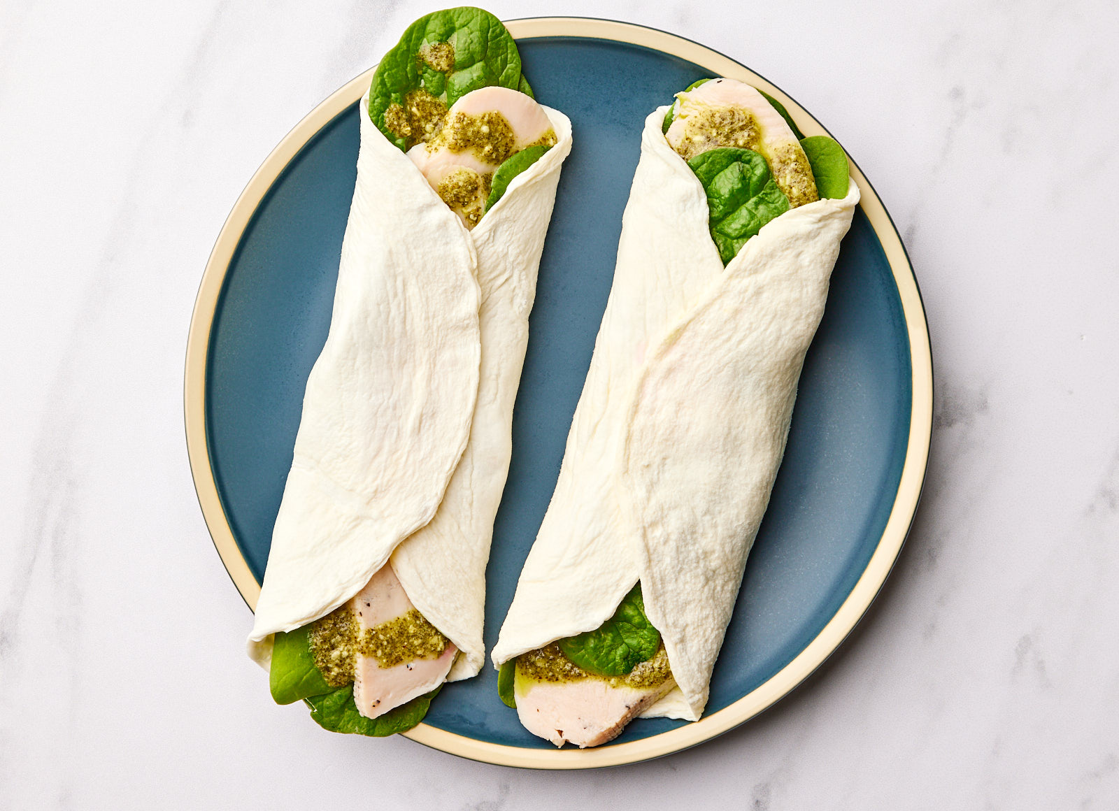 Pesto Chicken Protein Wrap with Baby Spinach