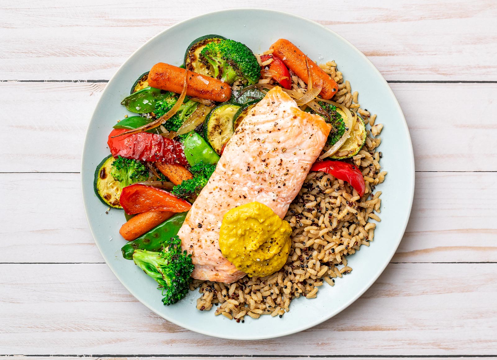 Curry Roasted Salmon + Veggie Plate
