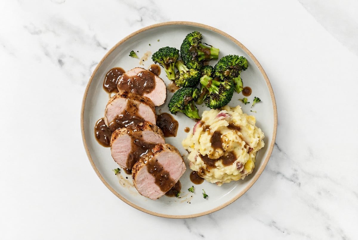 Honey Herb Pork with Mashed Potatoes + Gravy