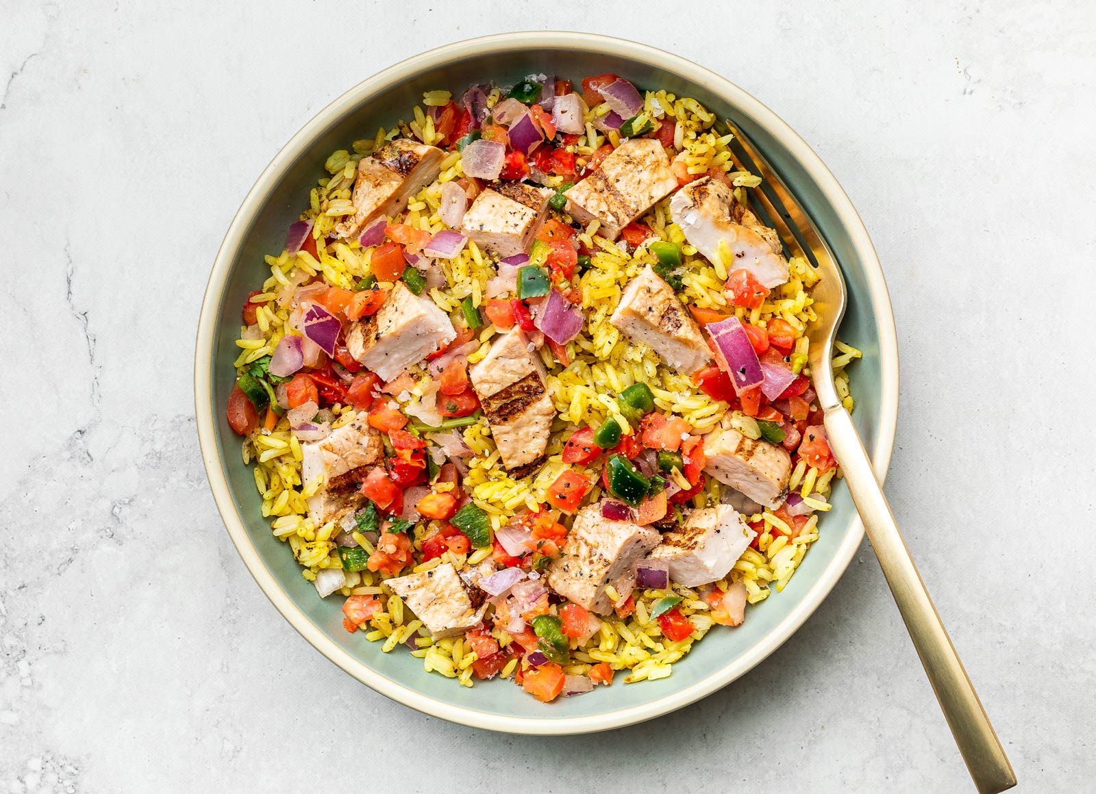 Grilled Boneless Pork Chops + Salsa with Jasmine Rice