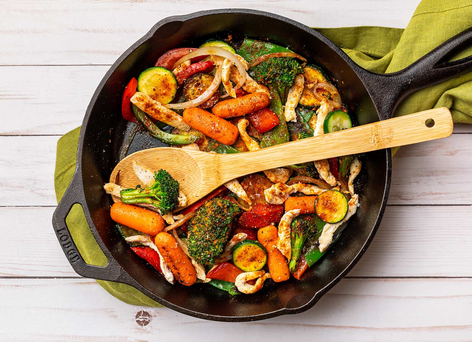 Chicken Strip + Veggie Skillet