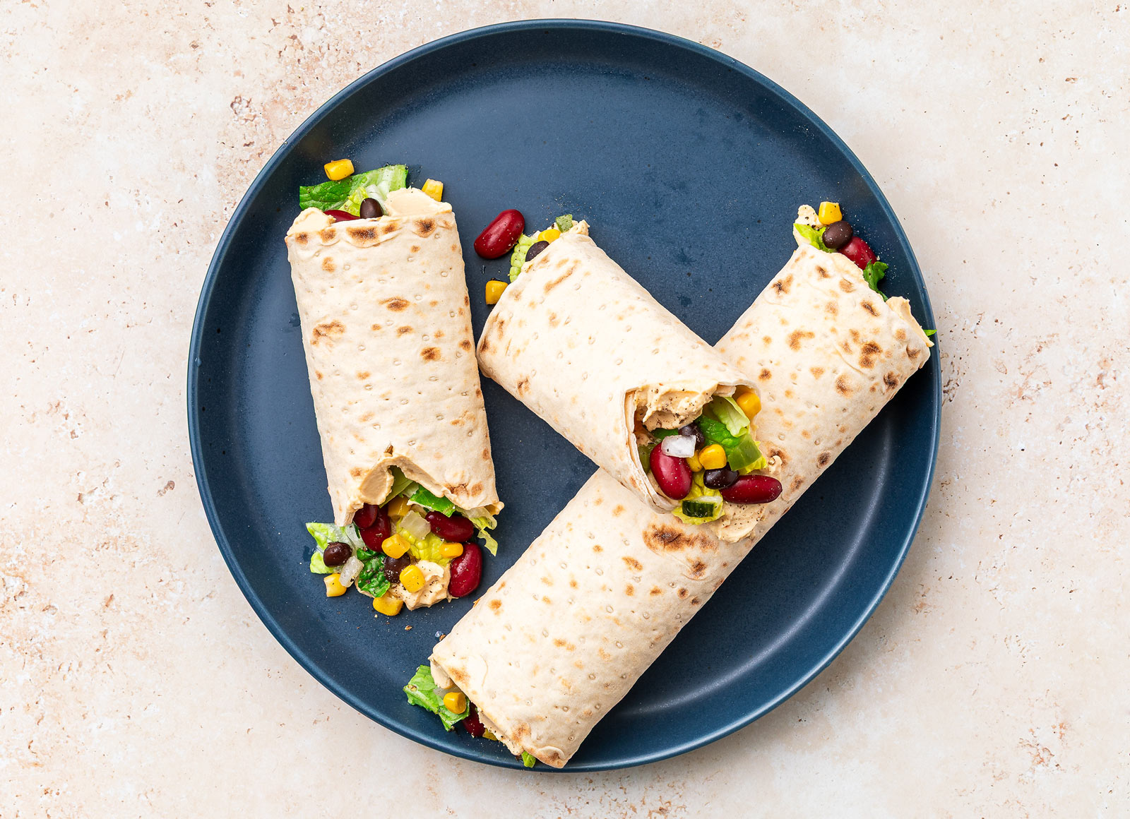 Crunch Lemon Garlic Hummus + Bean Salad Wraps