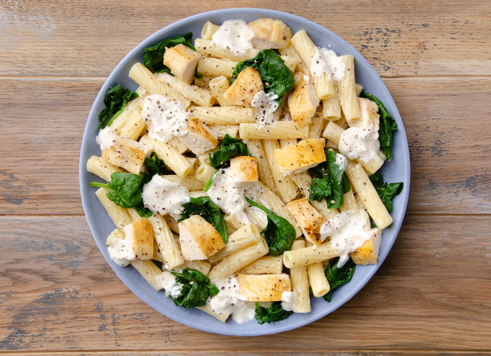 Pasta Alfredo with Chicken Breast + Spinach