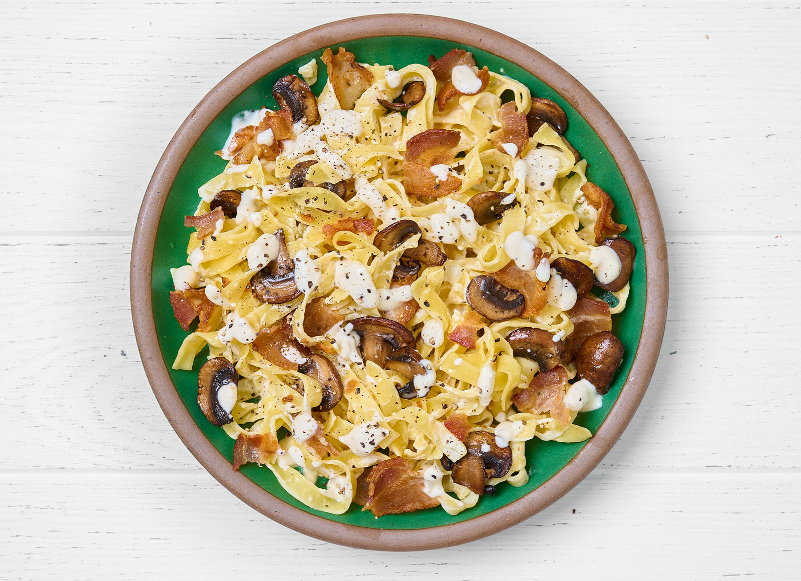 Creamy Applewood Smoked Pork Bacon + Mushroom Tagliatelle