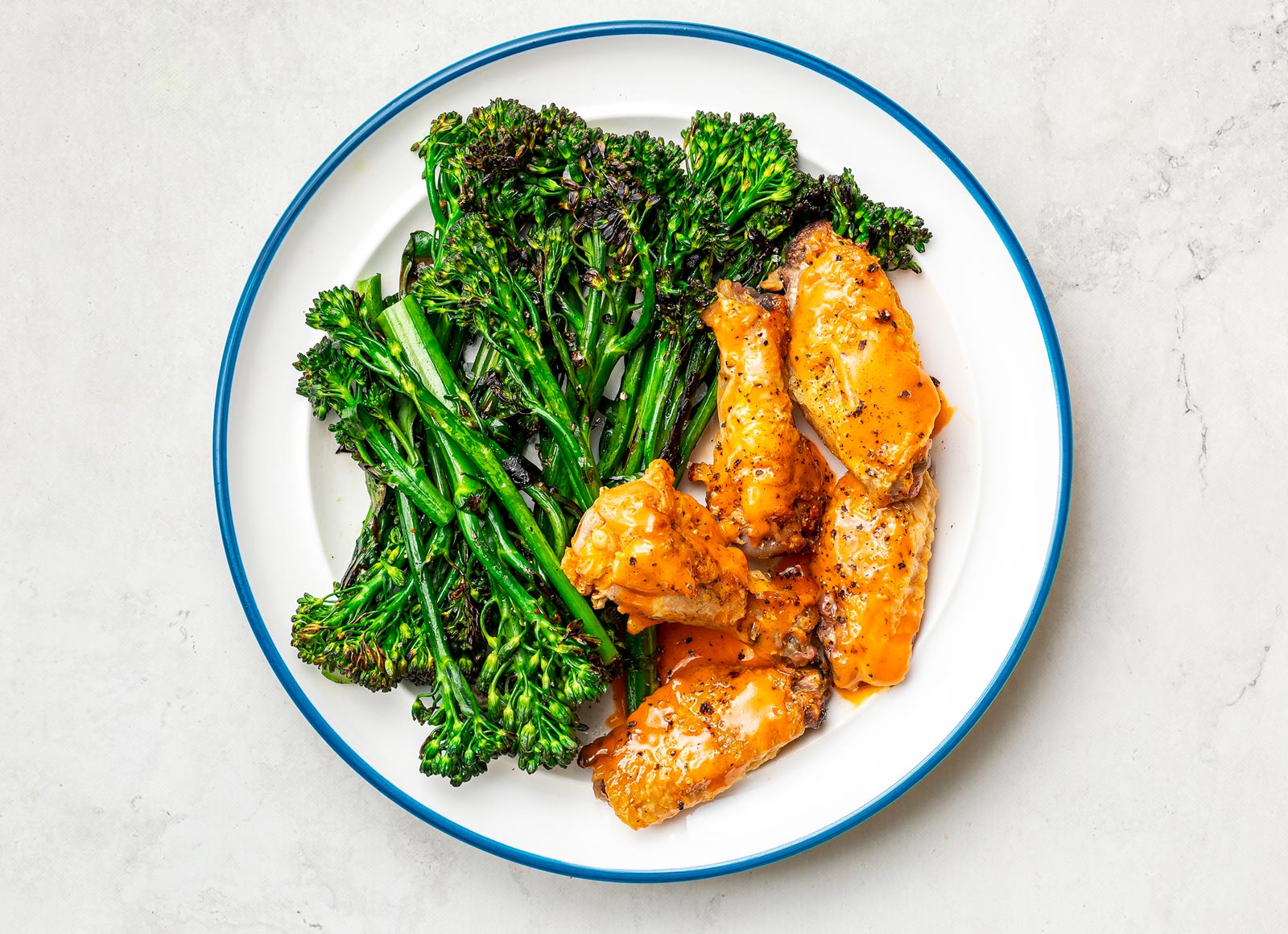 Buffalo Chicken Wings + Steamed Baby Broccoli