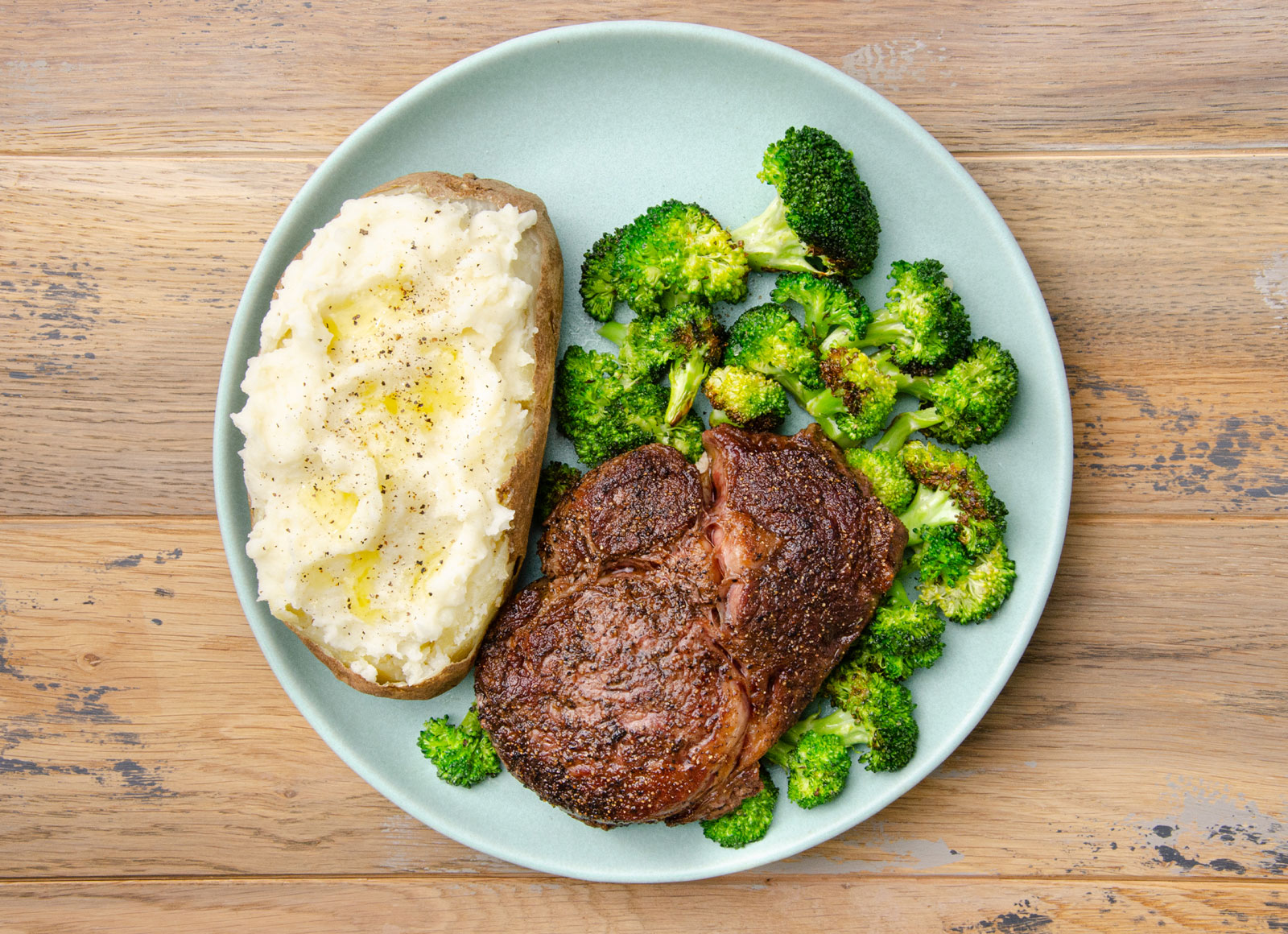 Classic Ribeye Steak + Baked Microwave-Ready Russet Potato