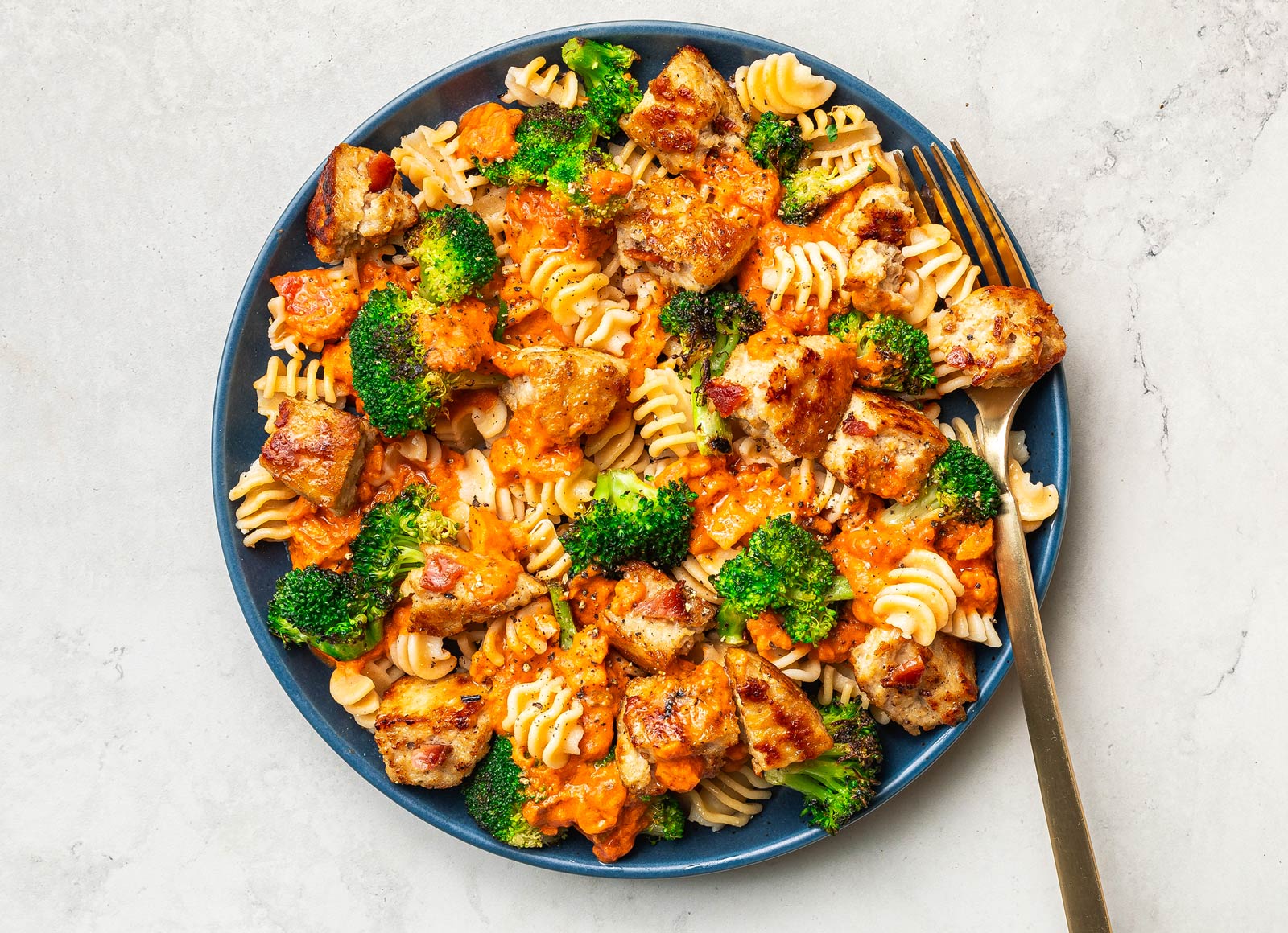 Hearty Creamy Chicken Bacon Broccoli Protein Pasta