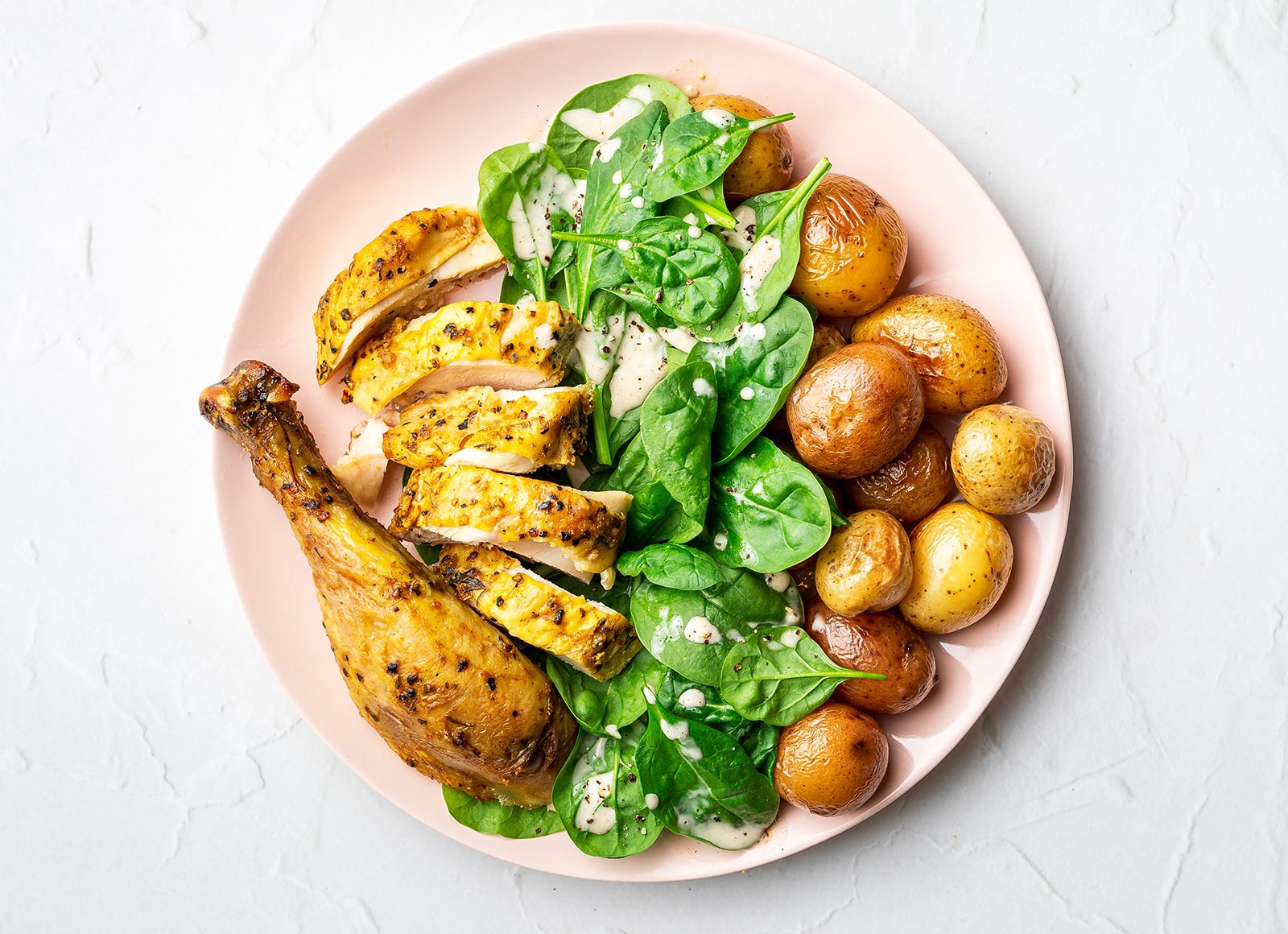 Juicy Lemon Chicken, Roasted Potatoes + Caesar Salad