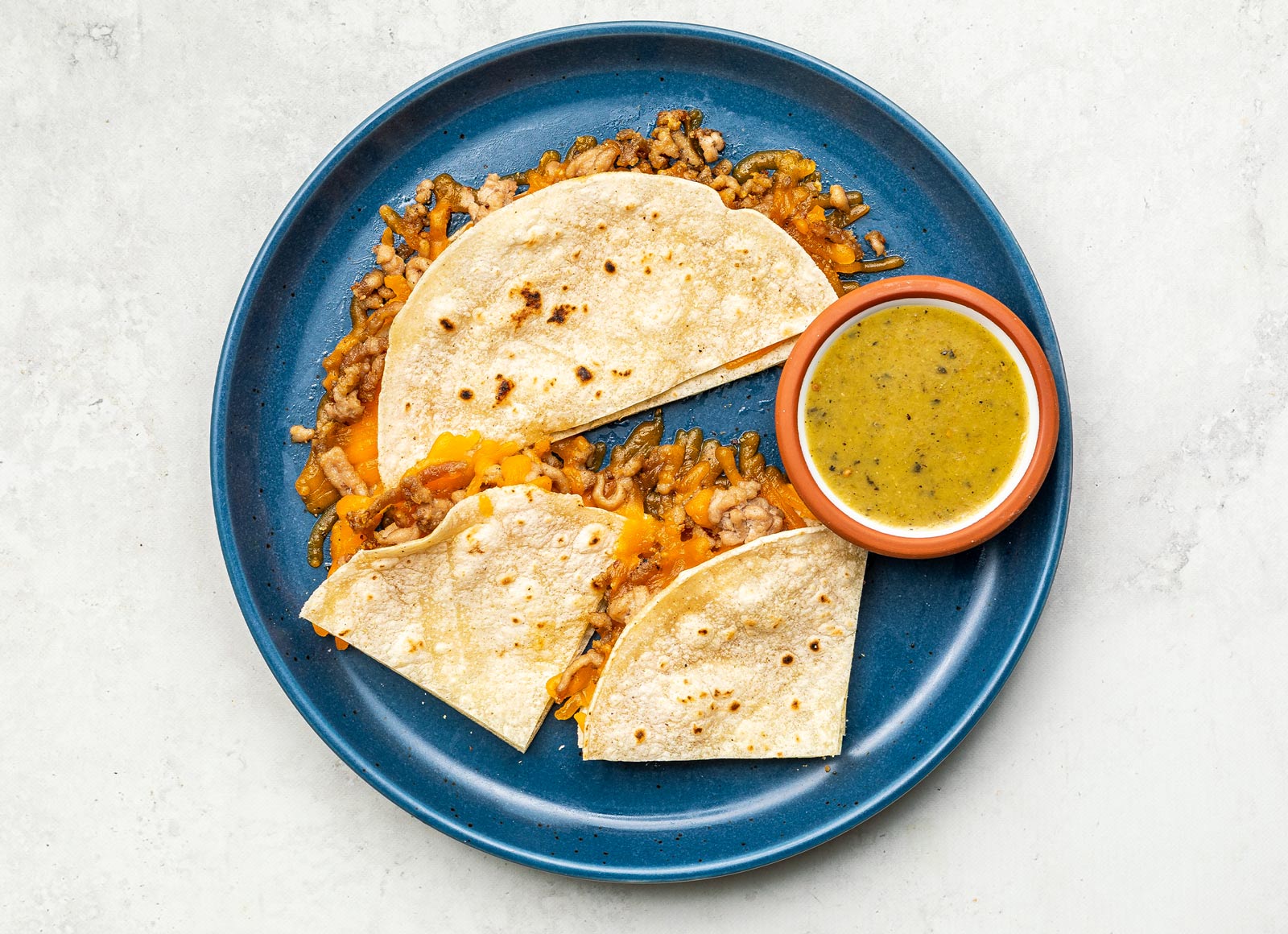 Green Chile Turkey Quesadillas with Shredded Sharp Cheddar Cheese