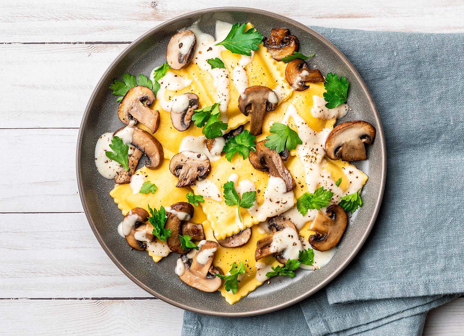Creamy Mushroom Butternut Ravioli