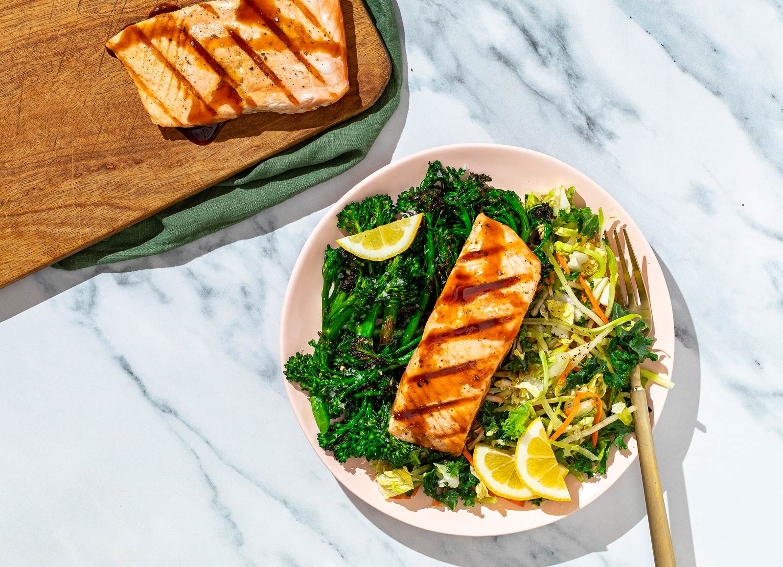 Grilled Teriyaki Salmon + Simple Slaw