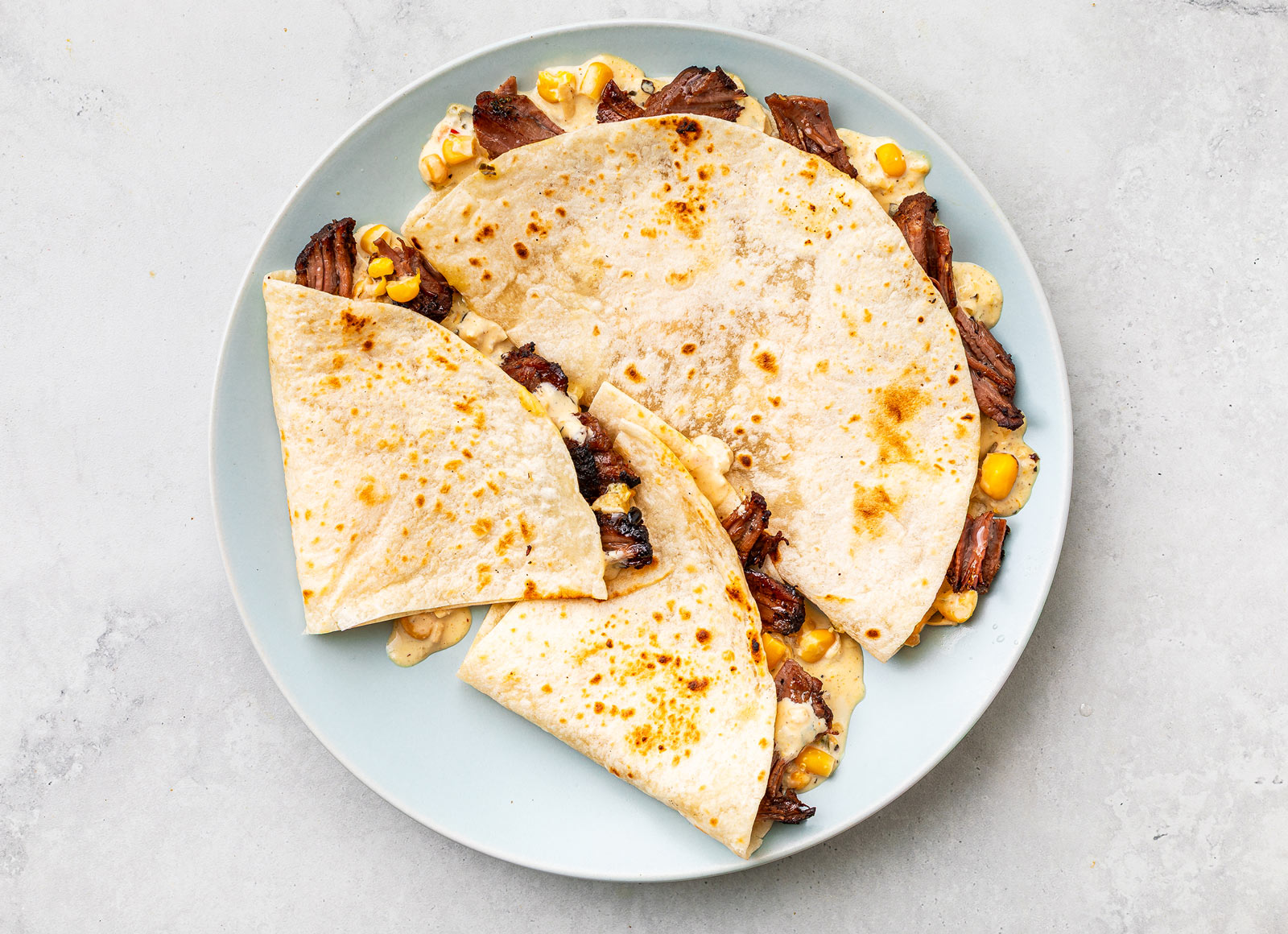 Beef Short Ribs + Mexican Street Corn Quesadilla