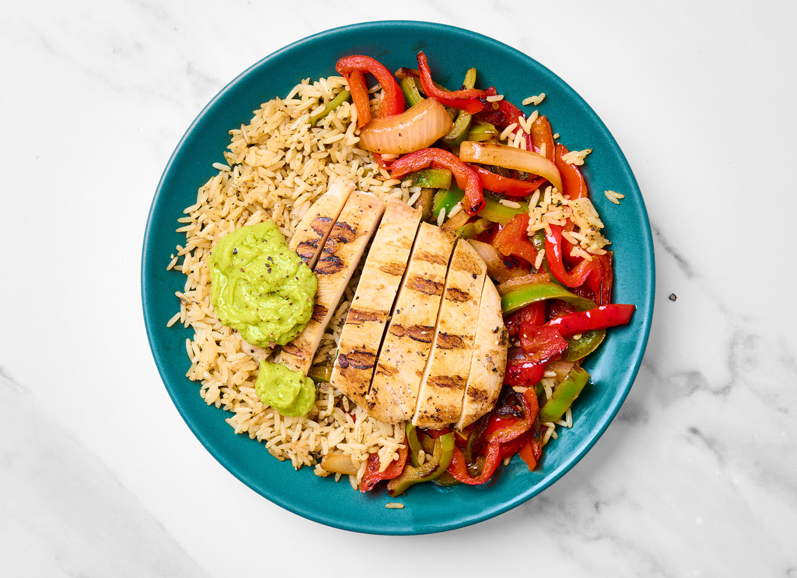 Seasoned Grilled Chicken Breast Fajita Cilantro Lime Rice Bowl